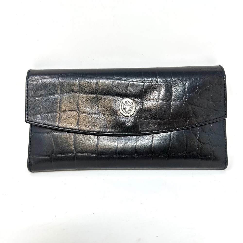 Unbranded Croc Embossed Leather‎ Wallet Checkbook Black